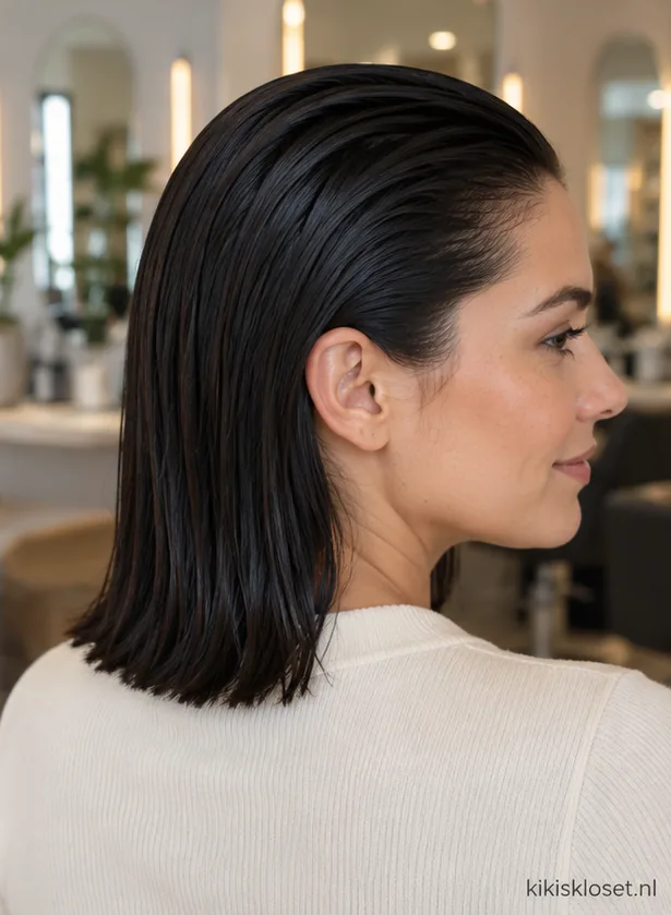 Feestelijk kapsel voor halflang haar: sleek back