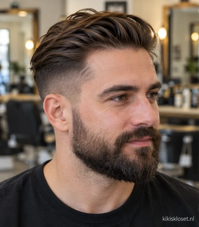 Kort haar met baard: undercut met volle baard