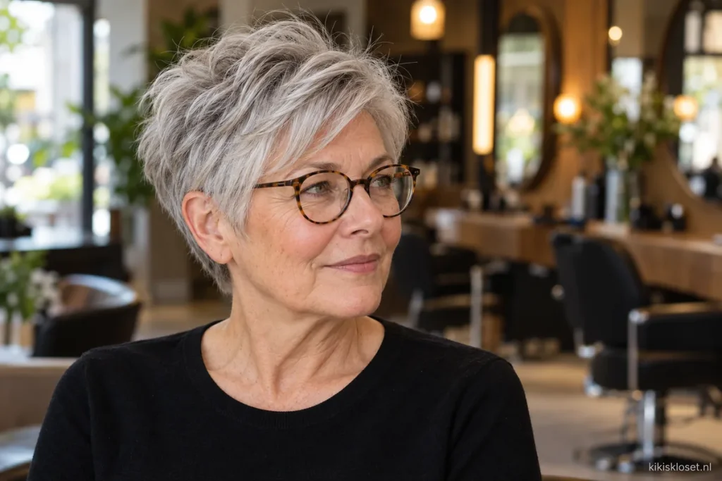 Korte kapsels oudere dames met bril: pixie, bob en golvend