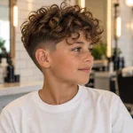 Krullen jongens: voor, zij en achter