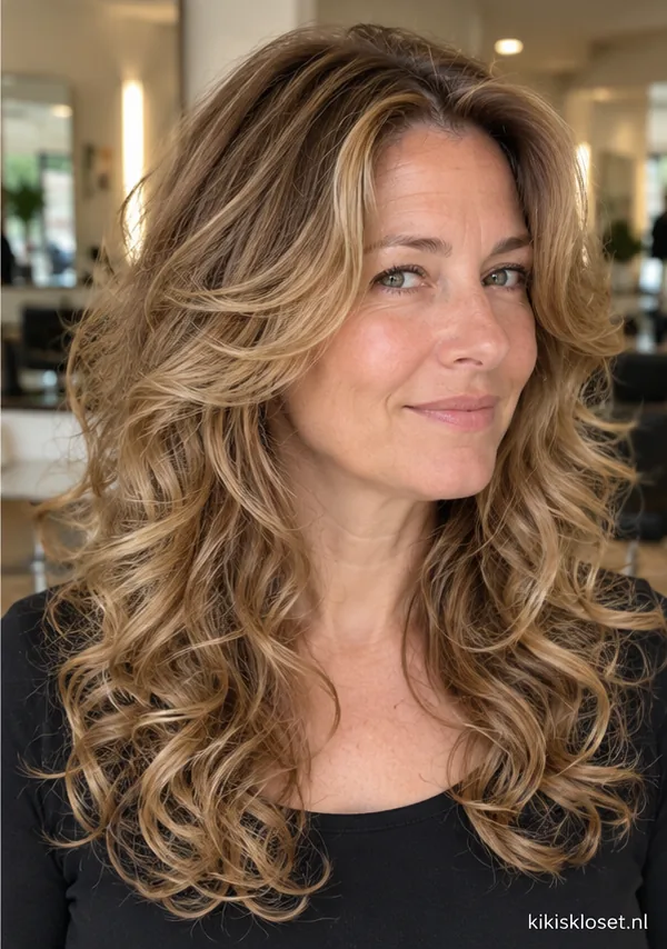 Lang haar met krullen en laagjes: butterfly-cut