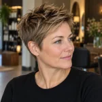 Pittige zeer korte kapsels met piekjes: blonde pixie met piekjes in de salon