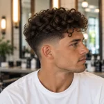 Taper fade krullen: voor, zij en achter