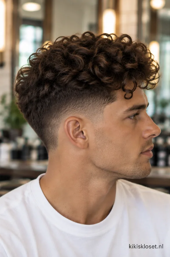 Taper fade krullen: van opzij