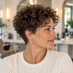 Vlotte korte kapsels krullend haar: voor, zij en achter