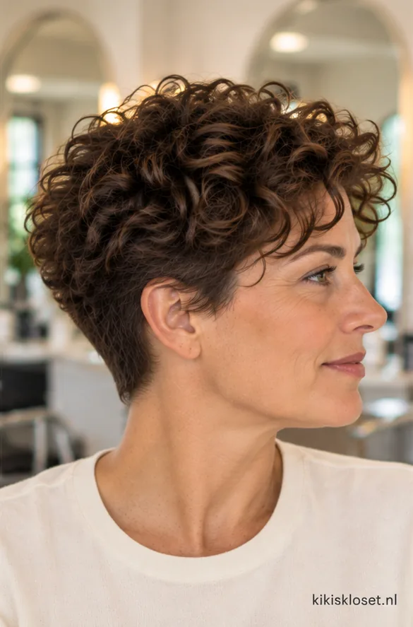 Vlotte korte kapsels krullend haar: van opzij